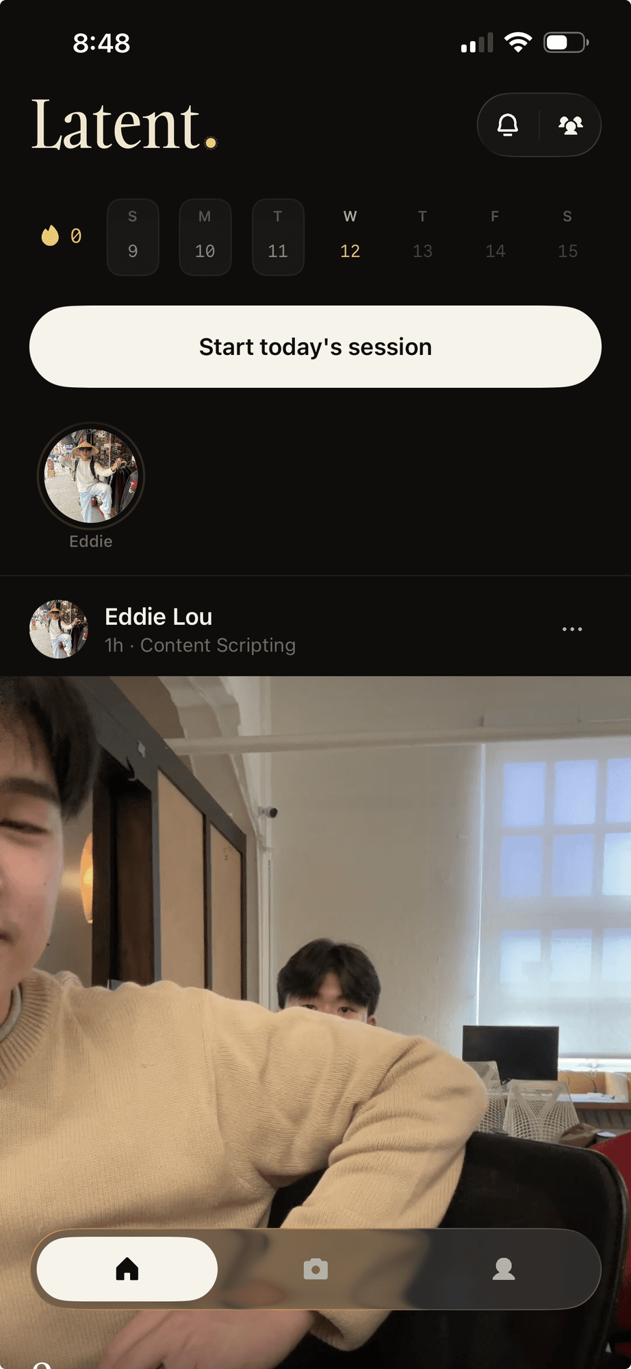The Latent feed: a friend's session with its timelapse