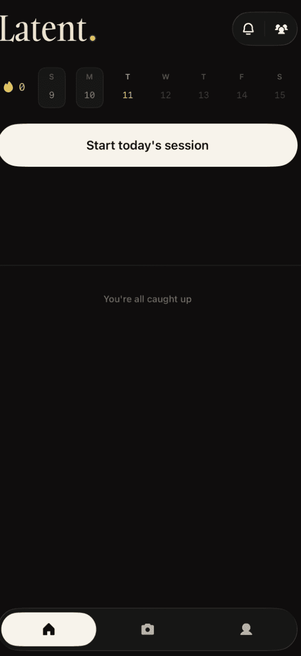 A Latent session on the home screen